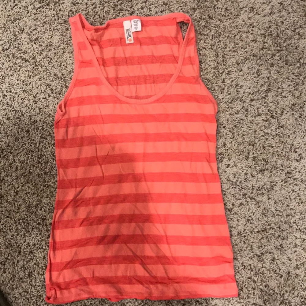 Pink and coral stripped tank top